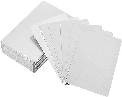 PATIKIL 300pz Sublimazione Metallo Biglietti Visita Biglietti Vuoti, 0,21mm Spessore 3,4x2,1 Alluminio Stampabile Nome Carta per Personalizzato Fai-da-te Stampa, Argento