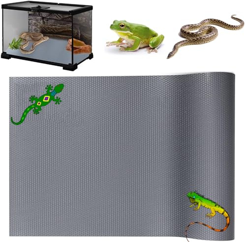 NEKOSUKI Reptile Substrate Liner Terrarium Carpet, Bearded Dragon Tank Accessories, Non-Adhesive Reptile Carpet Reptile Flooring Mat Bedding for Leopard Gecko (17.7x39.4 inch, Gray)