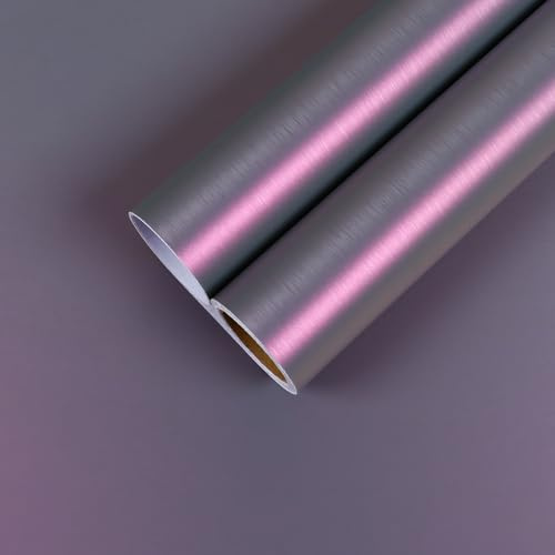 CHIHUT Purple Brushed Metal Stainless Steel Contact Paper 17.7x236 Peel and Stick Self Adhesive Wallpaper Removable Waterproof Oil-Proof Vinyl Film for Kitchen Appliances Cabinets Bathroom Walls