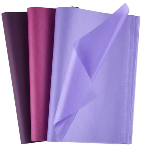 Morcheiong 60 fogli di carta velina viola, carta velina multicolore per arte, confezione regalo per fai da te, compleanno, Halloween, matrimonio, decorazioni per feste, festival (50 x 37 cm / 20 x
