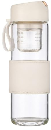 Tebehållare, bärbar magnetisk teflaska i glas, 450 ml tesil flaska, grön te-flaska med separator för , resor och camping, te- och vattenseparering