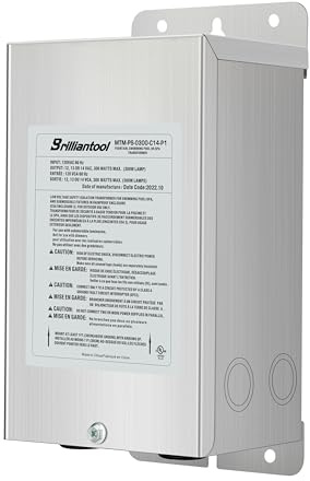 BRILLIANTOOL 300W Stainless Steel Casing Pool Light Transformer, Convert 120VAC to 12V/13V/14V AC Multi-tap, Weatherproof Transformer, Intended for Pool/Spa Lights and Landscape Lighting (300, Watts)