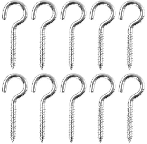 XIATIAN 10 Pièce Crochets à Visser, Crochet à Vis Inox, Piton à Visse, Plafond Crochets à Visser M6 x 82 mm pour Maison, Bureau, Lieu de Travail