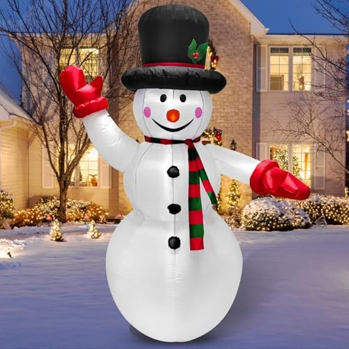 1.8m Muñeco de nieve inflable de Navidad con luces LED para decoración exterior Muñeco de nieve inflable de Navidad para el jardín Decoración inflable de fiesta para interiores y exteriores para