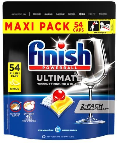 Finish Ultimate All in 1 citrus diskmaskinsmössor, maxi pack (0,76 kg)