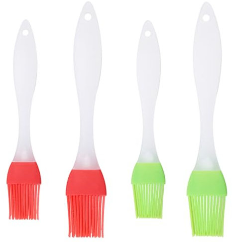 GHPKOTW 4 Pezzi Pennello Da Pasticceria In Silicone(16、20Cm) Spazzola Da Cucina,Spazzola In Silicone,Spazzola Per Grigliare,Spazzola Per Pasticceria,Spazzola Per Barbecue,Agitazione,Cottura(Rosso, Ver