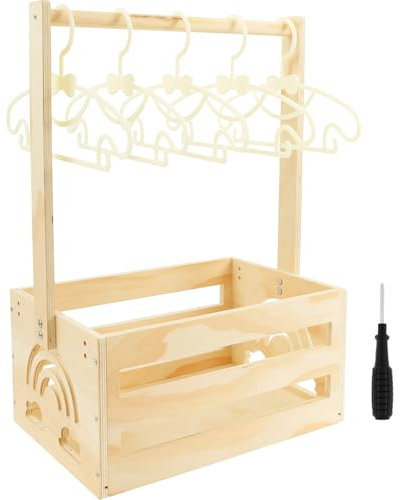 Holz Baby Geschenk Korb 34x22,8x17,5cm Holz Babyparty Schrank mit Griff und 5 Kleiderbügel Babyparty Korb Kleiderschrank für Geburtstage Weihnachten Neue Eltern Babypartys