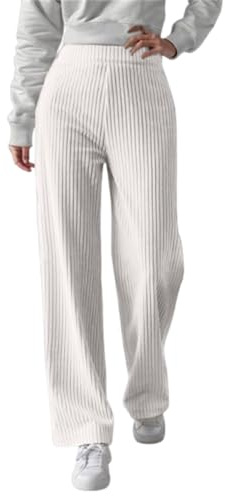 Pantalon en velours côtelé pour femme - Jambes larges - Pantalon thermique avec doublure en Corduroy - Pantalon d'hiver chaud - Taille élastique - Pantalon d'hiver ample - Décontracté - Jean en