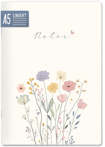 Häfft paper&you® Notizheft Classic A5 liniert für Notizen Flower Joy