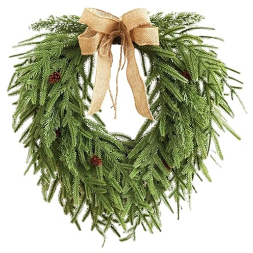 Coronas navideñas para Puerta Delantera, piñas Artificiales de 20 Pulgadas, Corona de Pino Norfolk para decoración de Pared de Chimenea, Vacaciones e Invierno