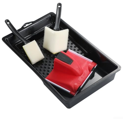 Il kit per l'applicazione della vernice include pennello triangolare, pennello per bordi, pennello con setole e vassoio per pittura e preparazione di interni