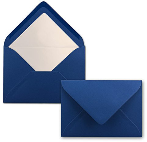 100 Briefumschläge Dunkel-Blau/Nachtblau - DIN C6 - gefüttert mit weißem Seidenpapier - 90 g/m² - 11,4 x 16,2 cm - Nassklebung - NEUSER PAPIER