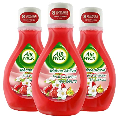 AIRWICK Lot de 3 Désodorisants Mèche Active Framboisier Flacon de 375 ml