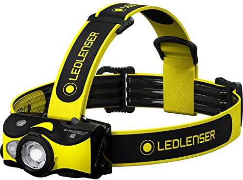 Ledlenser iH9R, robuste LED-Stirnlampe für Handwerker, Elektriker, Industriearbeiter, Akku- oder Batteriebetrieb möglich, 2 Energiemodi, zusätzliche Multicolor-LED, inkl. Helmbefestigung