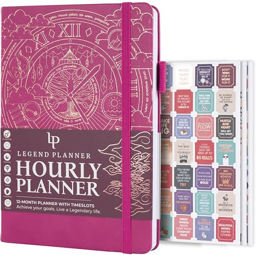 Legend Undated Hourly Planner, A5 Appointment Book Schedule, Hot Pink