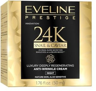 Eveline Cosmetics Prestige 24k Crema facial de noche antiarrugas con caracol y caviar 50 ml