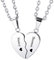 INBULE Personalisierte Herz Paar Halskette Set mit Wunschgravur von Name Datum für Damen Herren Pärchen Liebhaber Edelstahl Verstellbare Kette Liebevolle Beziehung Puzzle Anhänger(Silber Faber)
