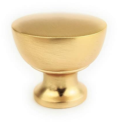 French Furniture Fittings Athena 32mm Matt Brushed Brass Kitchen Cabinet Knobs – Set of 6 Round Cupboard & Drawer Door Knobs with Screws, Stylish Durable Handles, Easy to Fit, UK Brand