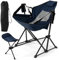 COSTWAY Hammock Camping Chair, Folding Swing Chair with Adjustable Back, Head Pillow, Cup Holder & Carry Bag, Portable Rocking Recliner for Picnic Fishing Hiking (with Retractable Footrest, Navy)