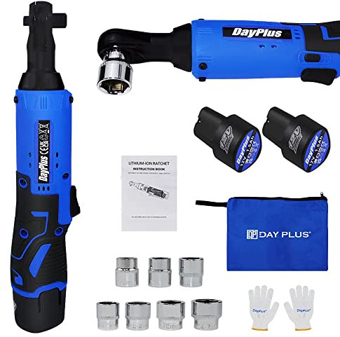 YouseaHome Cacciavite a cricchetto a batteria da 12 V, 3/8, set di chiavi a cricchetto elettriche, mini avvitatore a batteria con due batterie da 1500 mAh, 40 N.m, con 7 prese