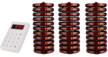 Retekess TD158 Pager System, 500M Restaurant Pager, LED Digitalanzeige, PC Material, Einfache Einrichtung, Piepser für Lebensmittelgericht, Spielplätze, Ferienzentren (1 Ladedock + 30 Pager)