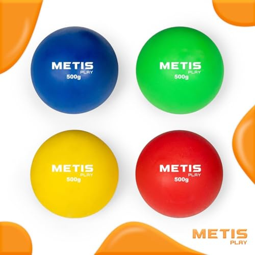 METIS Palle Getto del Peso | Pacco da 4 | 200g - 600g | Colori Vivaci – Attrezzatura Atletica per Interni/Esterni (500 g)