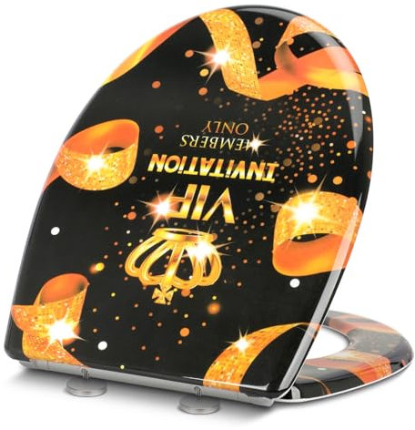 YOTOREE Tapa WC en Forma de O, Asiento de Inodoro de Cierre Suave, Tapa Inodoro con Liberación Rápida, Tapadera WC con Bisagras Ajustables, Tapa Vater Urea-formaldehído con Soporte de 200KG (VIP)