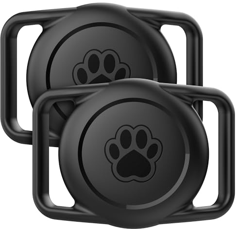 för AirTag Hundhalsbandshållare 2-pack hundhalsband med AirTag-hållare, vattentät AirTag-hållare för hundkrage, säkert silikonfodral för Apple AirTag 1 och 2, lätt anti-förlorat husdjursspårarfäste