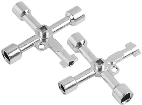 2 Pièces 4 Voies Clé Multifonction, Clé Utilitaire en Croix en Alliage de Zinc, C-lé Utilitaire Multifonction, pour Armoire Électrique, Vannes Diverses, Outil Pratique pour Artisanat et Bricolage