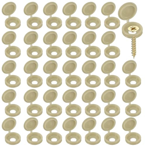 YELARXI Screw Snap Covers, Plastic Hinged Screw Cover Caps Shutter Screws Fold Snap Washer- Fitting for (Windows - Railings - Home Furniture - Cabinets) 5 mm & 200 Pack & Bronze