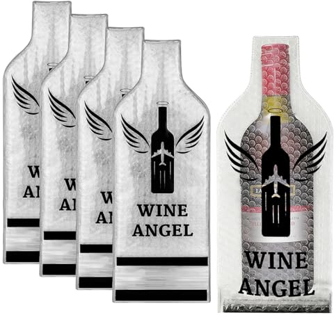 Lot De 5 Protections De Bouteilles De Vin, Emballages Gonflables Pour Bouteille, Sacs De Protection Gonflables Avec Insert Protege Bulle Rembourré, Protège-Bouteilles Réutilisables Pour Voyage, Valise