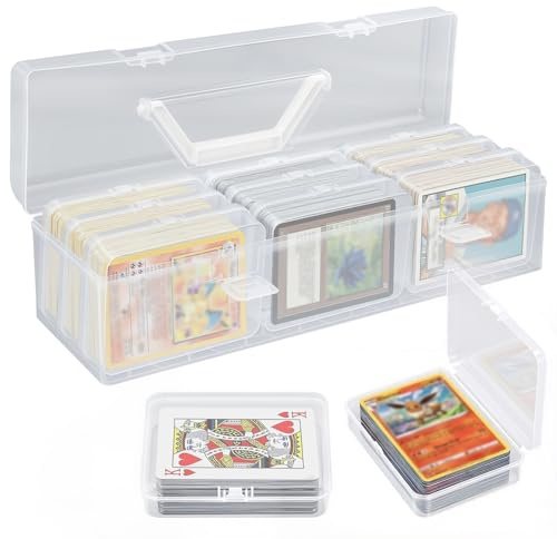 Trading Card Storage Box with 9 Individual Card Cases, Large Capacity Card Game Organizer for Top Loaders, MTG, Pokemon, Board Game & Playing Cards, Clear Plastic Card Storage Case with Insert Boxes