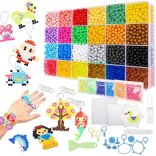Set di perle d'acqua, 3000 Perline Magiche pezzi solidi e 30 colori e Modelli Facili Fai da Te Perline per Bambini, Giocattoli per Bambini Compleanno di Natale