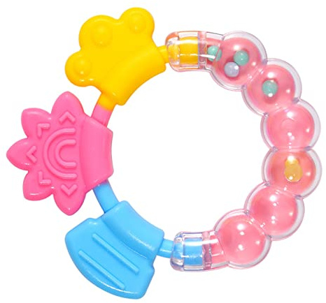Sonajero de Silicona para bebé, Mordedor de Goma Multifuncional Resistente a Mordeduras para Bebés, Juguete con Capacidad de Masticación para Ejercicio para (Pink)