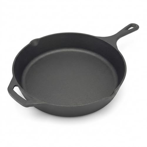 Homira Gusseisenpfanne 30 cm Ø – voreingebrannt & sofort einsatzbereit, Induktion geeignet, ofenfest, für Gas/Elektro/Ceran, starke Wärmespeicherung, langlebige Bratpfanne aus Gusseisen