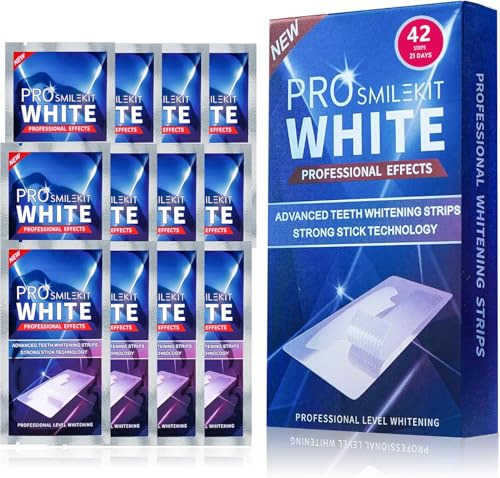 Tiras Blanqueadoras Dientes 42 Piezas, Blanqueador Dental Profesional Teeth Whitening Strips, Fórmula no sensible Seguro para el Esmalte