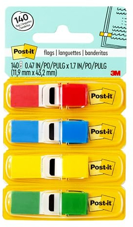 Post-it-Index-Haftstreifen mit Aufschrift in Englisch „Sign and Date“, verschiedene Farben, 1,3 cm breit, 20 Markierungsfähnchen/Blog 140 Flags Assorted Primary Colors