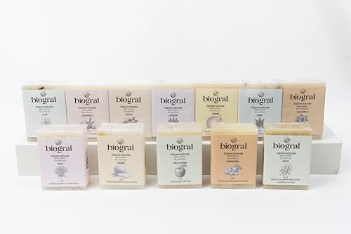BIOGRAL - Set 12 Saponette miste Profumate con Olio di Neem (100 gr) Sapone per Viso, Mani e Corpo, Sapone Naturale Biologico Certificato Prodotto in Italia (12 - Olio di Neem)