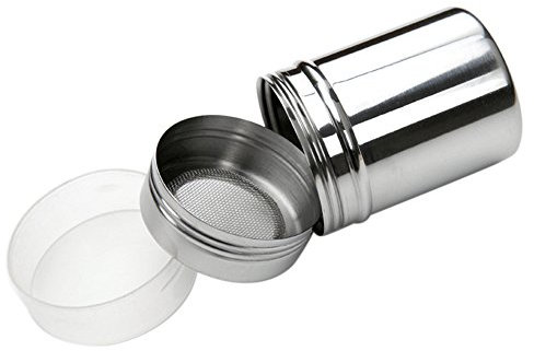 Flacon à saupoudrer en acier inoxydable pour farine, sucre glace, sucre, café, avec couvercle et tamis en maille fine, pour pochoir
