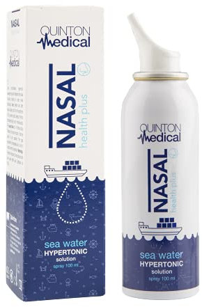 Quinton Medical - Nasal Health Plus, Spray Nasal de Agua de Mar 100% Natural, 21 g/l de Sales Marinas, Alivio Congestión Nasal y Pre/Postoperatorio, 100 ml