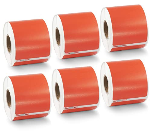 BETCKEY - 6 Grandi Rotoli 99014 Etichette Colorate(Rosso) Compatibile con DYMO S0722430, 54mm x 101mm, 1440 Etichette per Spedizioni Grandi Utilizzo per LabelWriter 450 4XL NON per 550 o 5XL