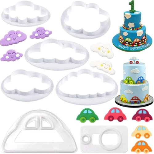 5 Pièces Nuage Fondant Coupe Gâteau Moule, Emporte-Pièces Nuage, Coupe Gâteau Nuage, pour Salle de Cuisson, Café, Décoration de Gâteaux