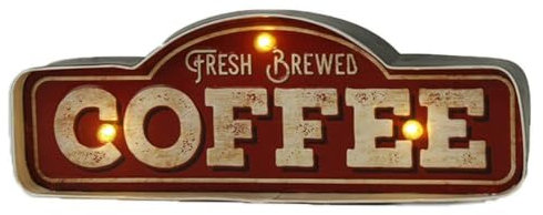 Zghhc Insegna a LED in Metallo per caffè 1 Pezzo Decorazioni Parete per caffè Vintage Insegna Luminosa in Stile Industriale Illumina Targa per Bar Caffetteria