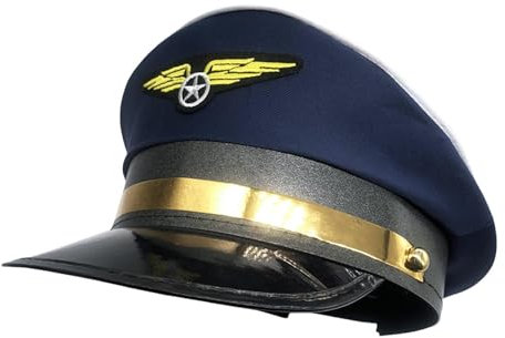 Teksome Pilotenmütze – Flugkapitän-Pilotenmütze für Erwachsene, verstellbare Uniformmütze, Flieger-Motto- -Pilotenmütze, Pilotenkostüm-Zubehör für Halloween- -Rollenspielzubehör