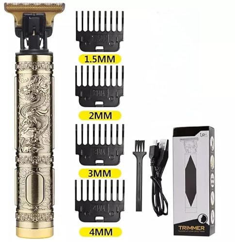 Electric Beard Trimmer for Men - Vintage T9 Cordless USB Rechargeable Battery Hair Clippers, Zero Gapped Precision Outliner, T-Blade Detailer, 4 Limit Combs, Professional Grooming Kit, Barber Gift Set