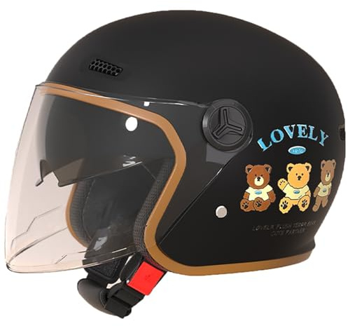Casques De Moto Pour Enfants Pour Garçons Et Filles, Casques Jet Avec Lunettes, Casques De Scooter,Casques De Scooter, Casques De Moto Légers, Casques De Vélo, À Dégagement Rapidel E,48-53cm