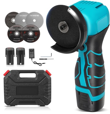 Mini Winkelschleifer,16.8V Akku Mini Flex mit 2x2000mAh Akkus,19800 U/min 5x76mm Schneidscheiben, Professional Mini Akku Winkelschleifer Set Geeignet zum Schneiden, Polieren und Schleifen