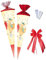 Nestler Schultüten-Set zum Befüllen, Handgemachte Zuckertüte aus Karton - Motiv Schulfuchs, Schultüte, Spitzenschutz, Schleife Mr. & Mrs. Panda (rot, 85 cm 6-eckig)