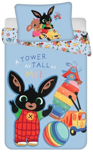 Jerry Fabrics Baby children's bed linen reversible motif Bing Bunny, Amma & Sula ball xylophone car blue duvet 100x135 + pillow 40x60 cm 100% cotton for children