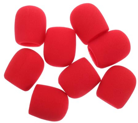 TEMPNAP Fundas Protectoras De Espuma Roja Para Micrófono De Mano, Pack 8 Piezas, Filtro Antiviento y Antipop Reutilizable Para Karaoke, Grabación y Conferencias